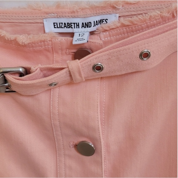 Elizabeth & James Peachy Keen Button Front Belt Midi Skirt 12 - Picture 2 of 4